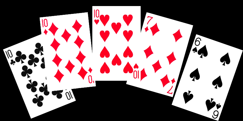 pokerio kombinacija trys vienodos